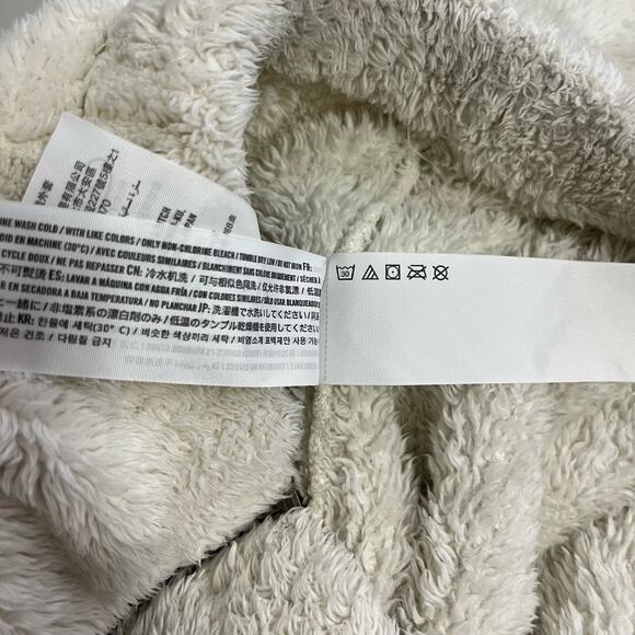 Abercrombie & Fitch Full Zip Jacket Womens Size Small White Fuzzy Teddy Hooded - Picture 7 of 8